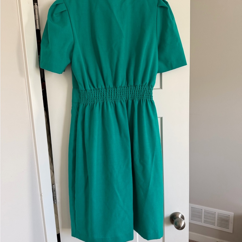 Vintage Via Sant Andrea Jade Green Button-Front Midi Dress 10P - Picture 3 of 5